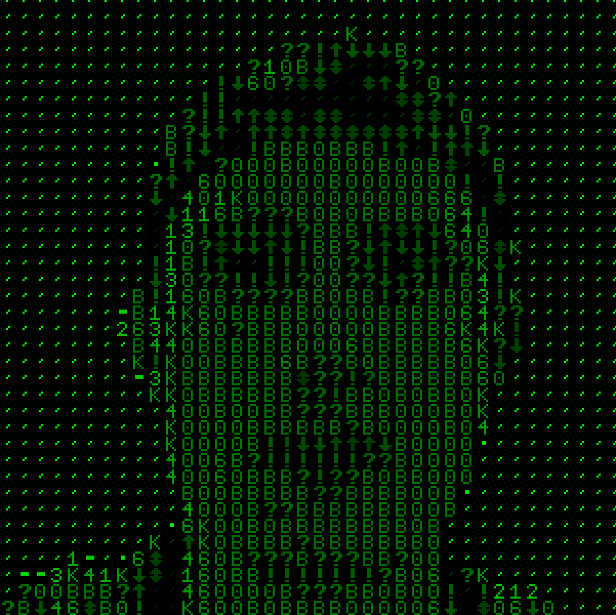 Headshot made of ascii characters